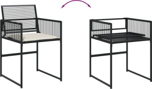 vidaXL 11-cz. zestaw mebli do ogrodu, z poduszkami, czarny rattan PE 7