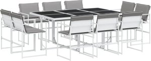 vidaXL 11-cz. zestaw mebli ogrodowych z poduszkami, biały, textilene 2