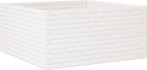 vidaXL Donica ogrodowa, biała, 100x100x46 cm, lite drewno sosnowe 2