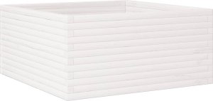 vidaXL Donica ogrodowa, biała, 100x100x46 cm, lite drewno sosnowe 7