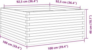 vidaXL Donica ogrodowa, 100x100x46 cm, lite drewno daglezjowe 10