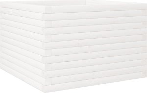 vidaXL Donica ogrodowa, biała, 70x70x46 cm, lite drewno sosnowe 2