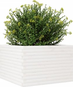 vidaXL Donica ogrodowa, biała, 70x70x46 cm, lite drewno sosnowe 4