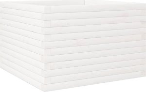 vidaXL Donica ogrodowa, biała, 70x70x46 cm, lite drewno sosnowe 7