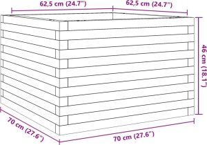 vidaXL Donica ogrodowa, 70x70x46 cm, lite drewno daglezjowe 10