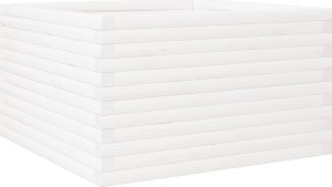 vidaXL Donica ogrodowa, biała, 80x80x46 cm, lite drewno sosnowe 7