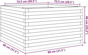 vidaXL Donica ogrodowa, biała, 80x80x46 cm, lite drewno sosnowe 10