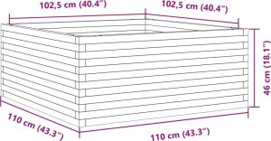 vidaXL Donica ogrodowa, woskowy brąz, 110x110x46 cm, drewno sosnowe 10