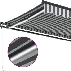 vidaXL Ręcznie zwijana markiza z LED, antracytowo-biała, 500x300 cm 8