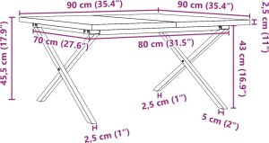 vidaXL Stolik kawowy z nogami w kształcie litery X, 90x90x45,5 cm 10