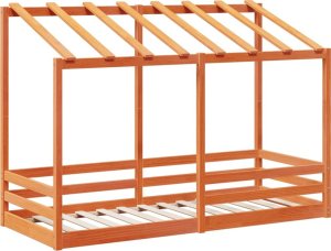 vidaXL Rama łóżka dziecięcego z daszkiem, woskowy brąz, 75x190 cm 2