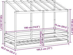 vidaXL Rama łóżka dziecięcego z daszkiem, woskowy brąz, 75x190 cm 9