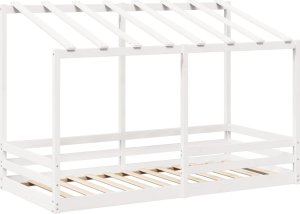 vidaXL Rama łóżka dziecięcego z daszkiem, biała, 90x200 cm, sosnowa 3