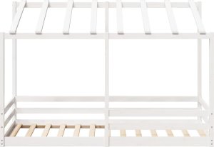vidaXL Rama łóżka dziecięcego z daszkiem, biała, 90x200 cm, sosnowa 4