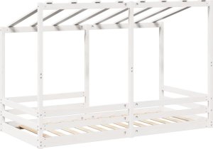 vidaXL Rama łóżka dziecięcego z daszkiem, biała, 90x200 cm, sosnowa 6