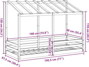 vidaXL Rama łóżka dziecięcego z daszkiem, woskowy brąz, 90x190 cm 9