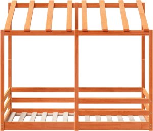 vidaXL Rama łóżka dziecięcego z daszkiem, woskowy brąz, 70x140 cm 4