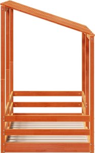 vidaXL Rama łóżka dziecięcego z daszkiem, woskowy brąz, 70x140 cm 5