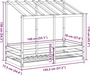 vidaXL Rama łóżka dziecięcego z daszkiem, woskowy brąz, 70x140 cm 9