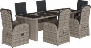 vidaXL 7-cz. zestaw mebli ogrodowych z poduszkami, szary, rattan PE 2