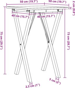 vidaXL Stół jadalniany z nogami w kształcie litery X, 50x50x75 cm 10