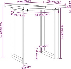vidaXL Stół jadalniany z czworokątnymi nogami, 70x70x75,5 cm 10