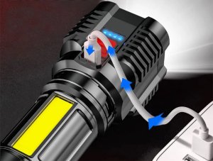 Latarka Verk Latarka akumulatorowa szperacz biwakowa led mocna wojskowa policyjna usb Latarka akumulatorowa szperacz biwakowa led mocna wojskowa policyjna usb 4