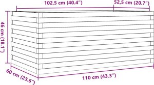 vidaXL Donica ogrodowa, 110x60x46 cm, lite drewno sosnowe 10