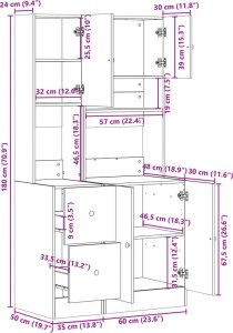 vidaXL Szafka kuchenna, szary dąb sonoma, 95x50x180 cm 10