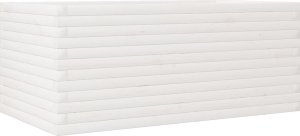 vidaXL Donica ogrodowa, biała, 110x60x46 cm, lite drewno sosnowe 2