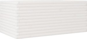 vidaXL Donica ogrodowa, biała, 110x60x46 cm, lite drewno sosnowe 7