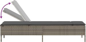 vidaXL Leżak ze stolikiem i poduszką, szary, polirattan 7