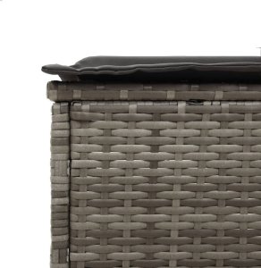 vidaXL Leżak ze stolikiem i poduszką, szary, polirattan 9