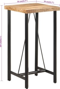vidaXL Stolik barowy, 55x55x107 cm, lite drewno mango i żelazo 7