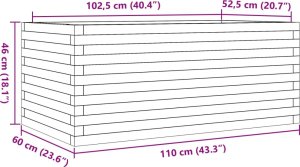 vidaXL Donica ogrodowa, woskowy brąz, 110x60x46 cm, drewno sosnowe 10