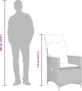 vidaXL 3-cz. zestaw mebli bistro z poduszkami, czarny, polirattan 11