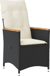 vidaXL 3-cz. zestaw mebli bistro z poduszkami, czarny, polirattan 4