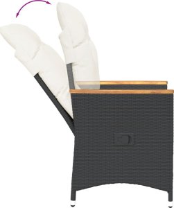 vidaXL 3-cz. zestaw mebli bistro z poduszkami, czarny, polirattan 5