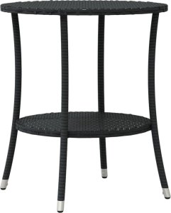 vidaXL 3-cz. zestaw mebli bistro z poduszkami, czarny, polirattan 8