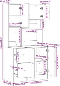 vidaXL Szafka kuchenna, przydymiony dąb, 95x50x180 cm 10