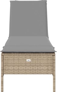 vidaXL Leżak z poduszką, beżowy, polirattan 4