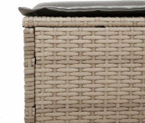 vidaXL Leżak z poduszką, beżowy, polirattan 9