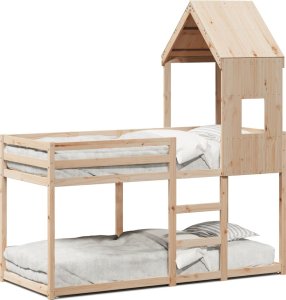 vidaXL Łóżko z piętrem i daszkiem, 80x200 cm, lite drewno sosnowe 2