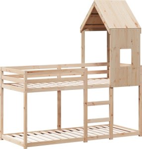 vidaXL Łóżko z piętrem i daszkiem, 80x200 cm, lite drewno sosnowe 3