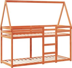 vidaXL Łóżko z piętrem i daszkiem, woskowy brąz, 80x200 cm 2