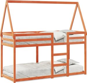 vidaXL Łóżko z piętrem i daszkiem, woskowy brąz, 80x200 cm 3