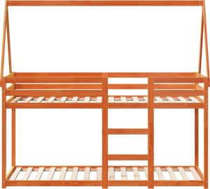 vidaXL Łóżko z piętrem i daszkiem, woskowy brąz, 80x200 cm 4