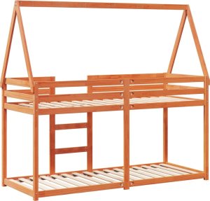 vidaXL Łóżko z piętrem i daszkiem, woskowy brąz, 80x200 cm 6