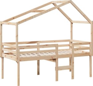 vidaXL Wysokie łóżko z dachem, 80x200 cm, lite drewno sosnowe 2