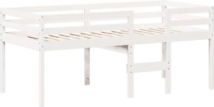 vidaXL Wysokie łóżko z dachem, białe, 90x200 cm, lite drewno sosnowe 5